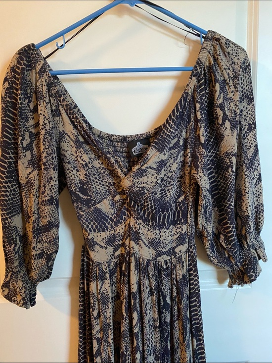 Angie Dresses & Skirts - Angie Snake-Print Maxi Dress in Tan and Black